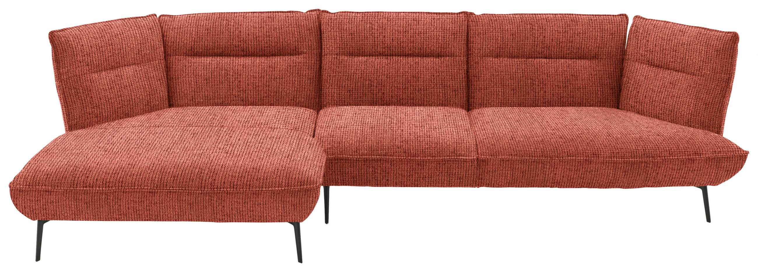 ECKSOFA in Flachgewebe Kupferfarben  - Schwarz/Kupferfarben, Design, Textil/Metall (153/339cm) - Moderano