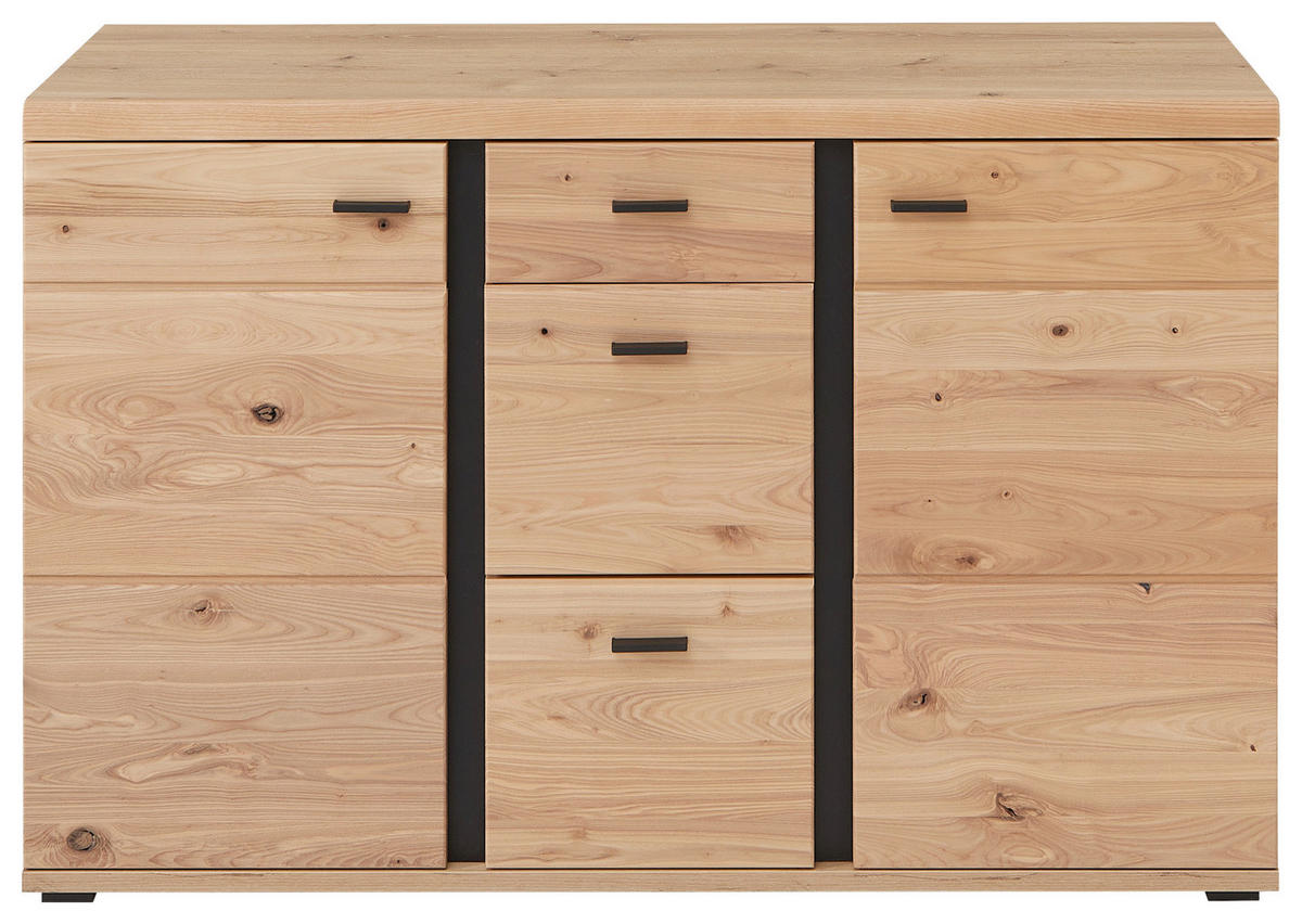 KOMODA, barve jesena, hrast artisan  - barve jesena/črna, Design, kovina/umetna masa (134/86cm) - Linea Natura