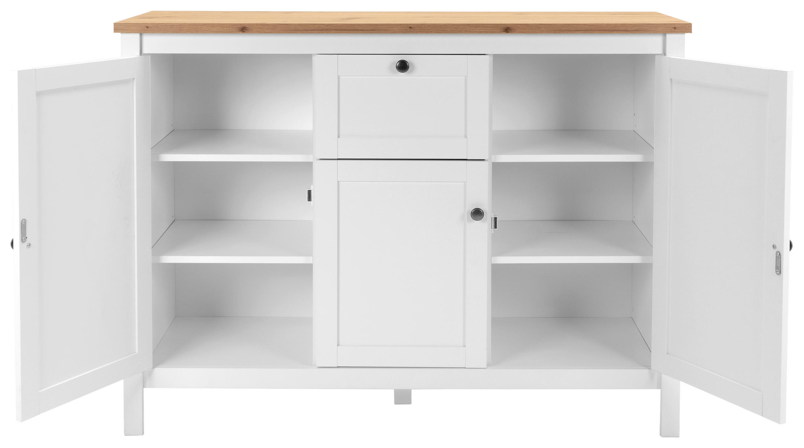 Thumbnail - Mid.you Sideboard, Weiß, Eiche, Metall, 5 Fächer, 1 Schubladen, 120x90x40 cm, Beimöbel erhältlich, Wohnzimmer, Kommoden ...