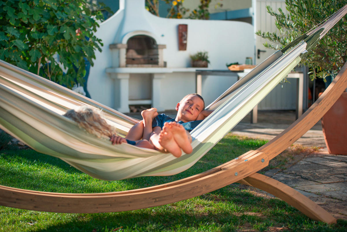 HÄNGEMATTE kingsize outdoor  - Weiß/Hellgrün, KONVENTIONELL, Textil (180/400cm) - La Siesta