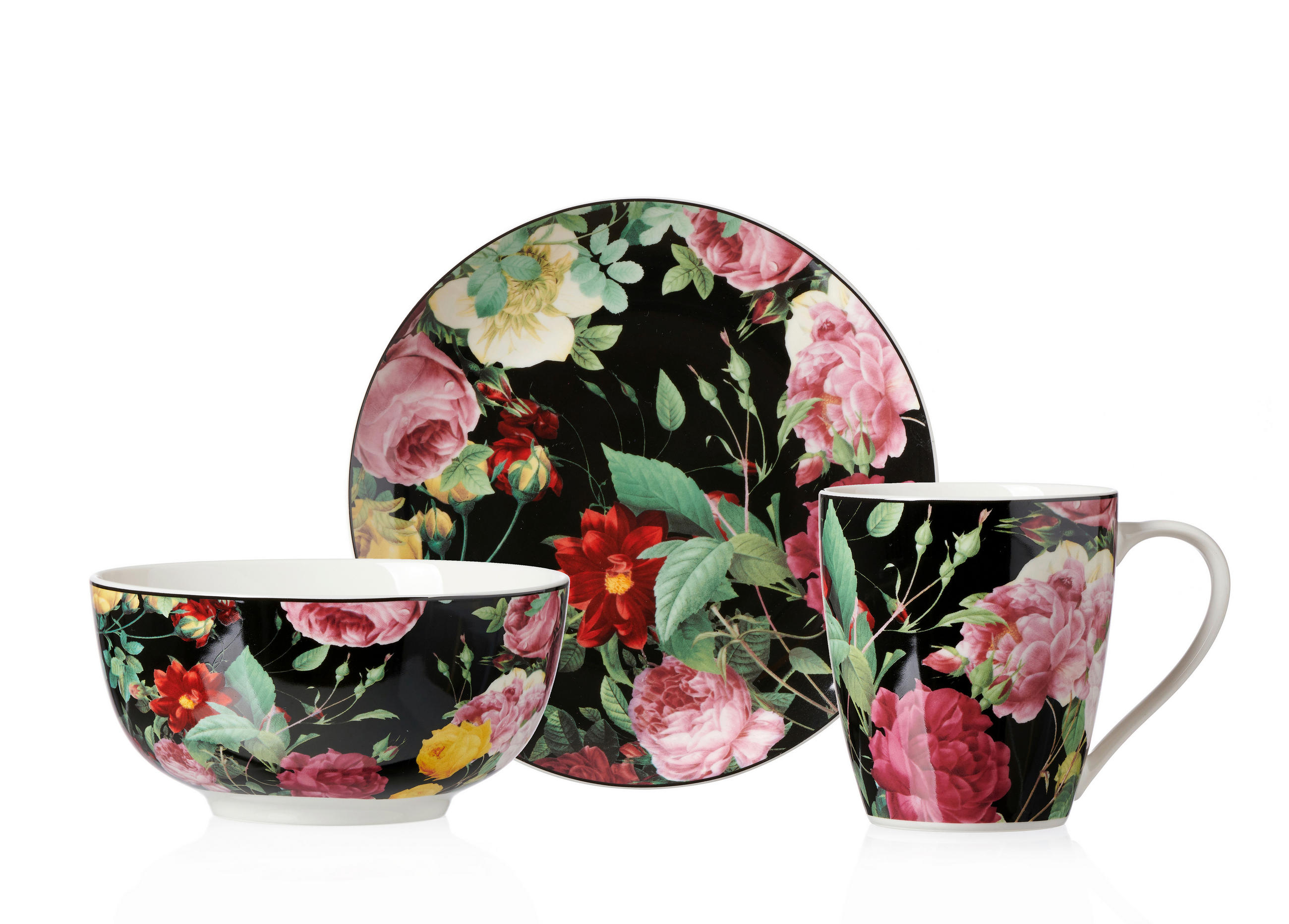 SERVICIU PENTRU MICUL DEJUN  - roz/negru, Trend, ceramică - Landscape