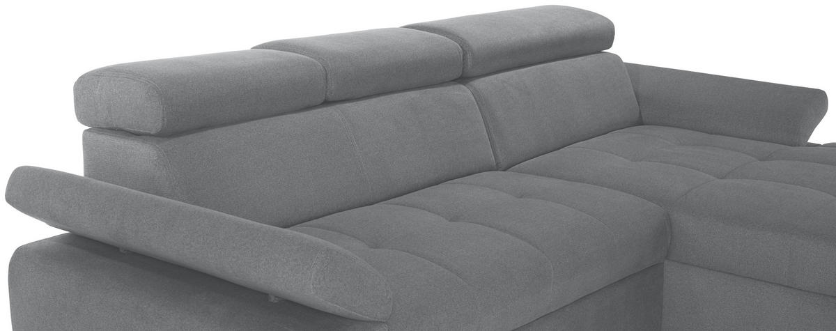 ECKSOFA in Velours Grau  - Silberfarben/Grau, Design, Holz/Textil (292/183cm) - Livetastic