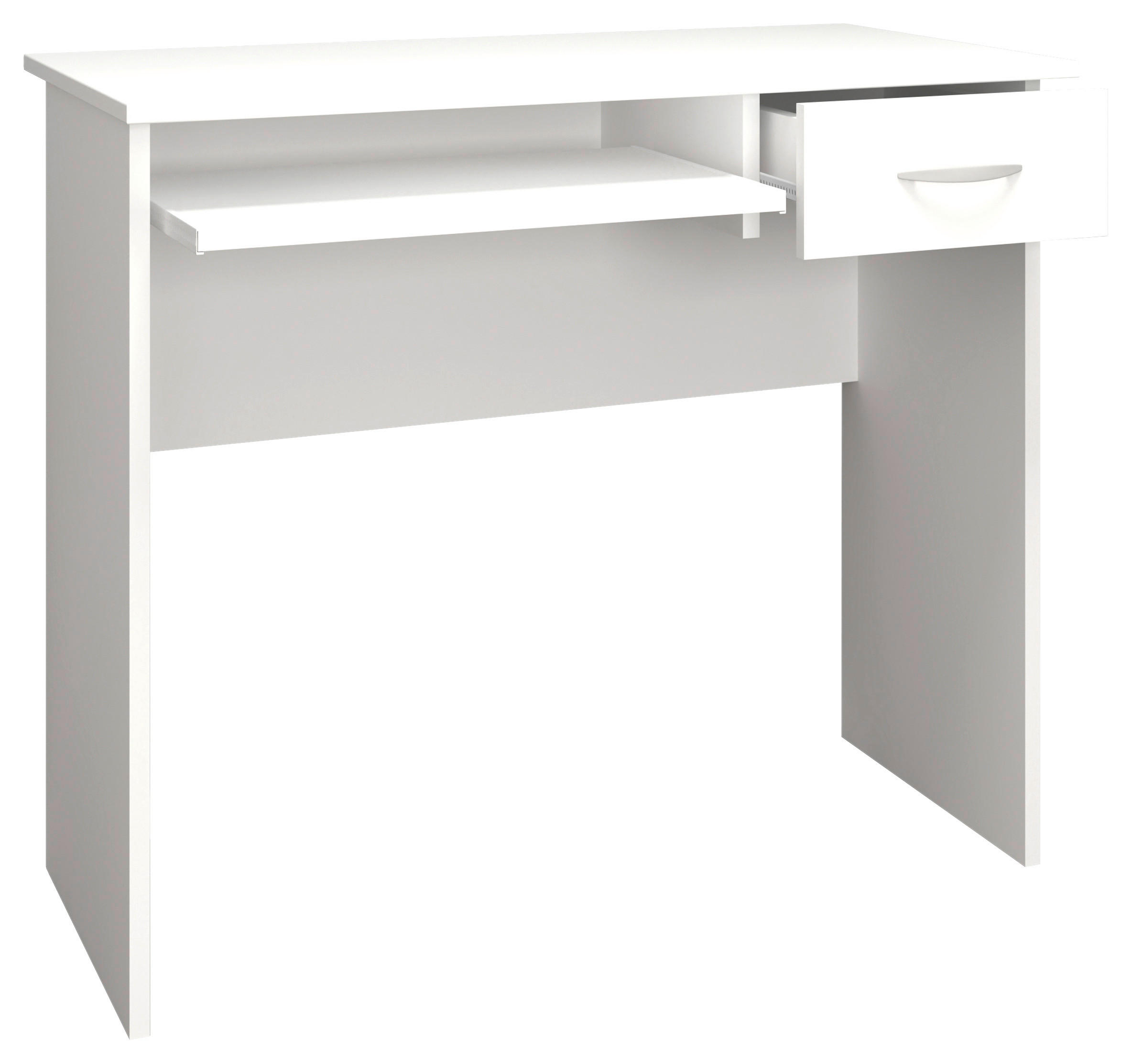 SCHREIBTISCH 85/50/75 cm Weiss  - Weiss/Alufarben, Modern, Holzwerkstoff/Metall (85/50/75cm) - MID.YOU