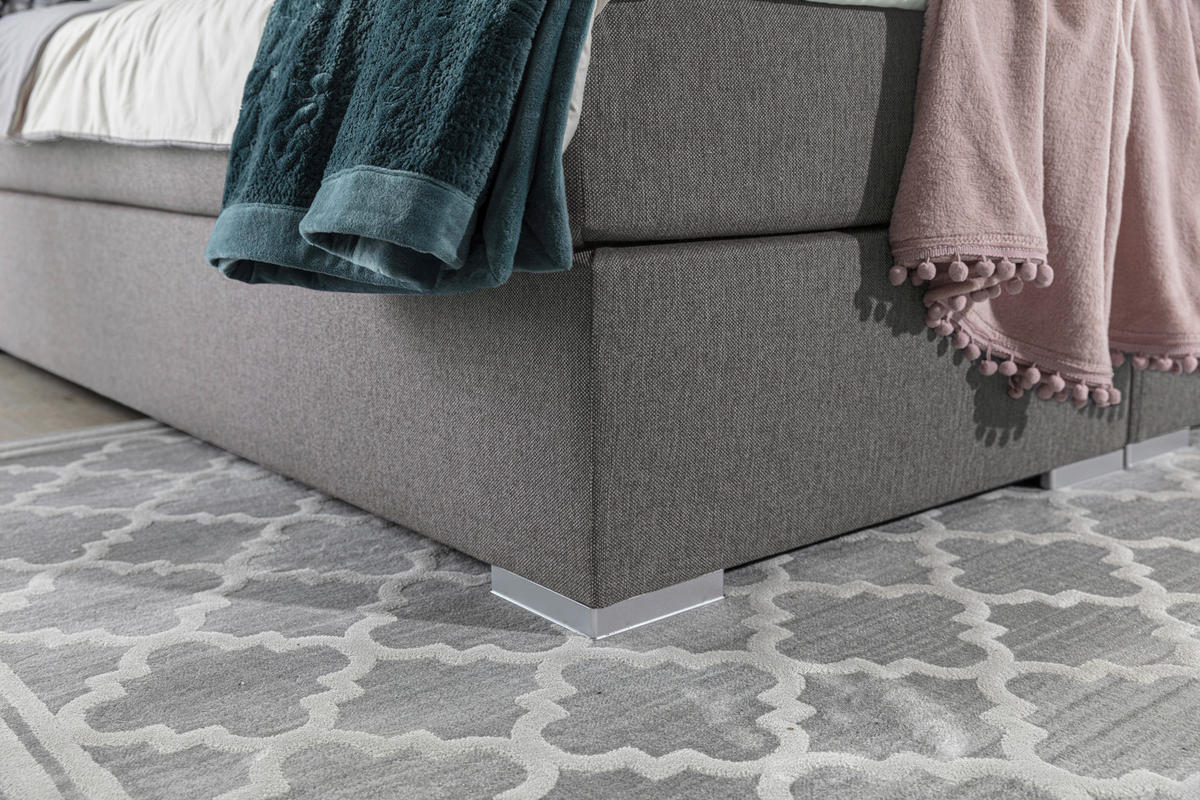 BOXSPRINGBETT 160/200 cm  in Hellgrau  - Silberfarben/Hellgrau, MODERN, Textil (160/200cm) - MID.YOU