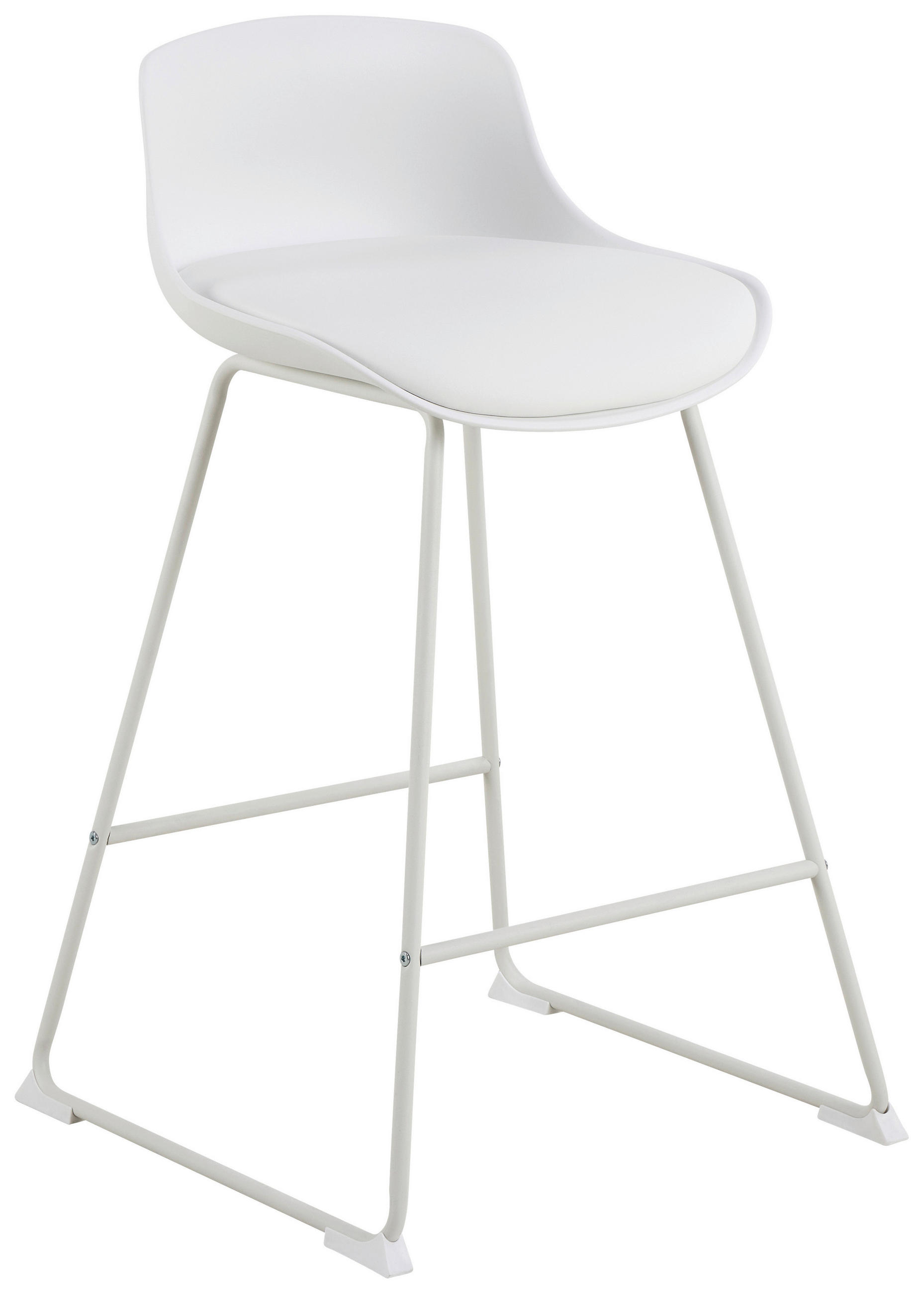 Taburet De Bar din plastic, textil, alb