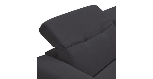 ECKSOFA in Struktur Dunkelblau  - Eichefarben/Schwarz, Design, Holz/Textil (305/163cm) - Novel