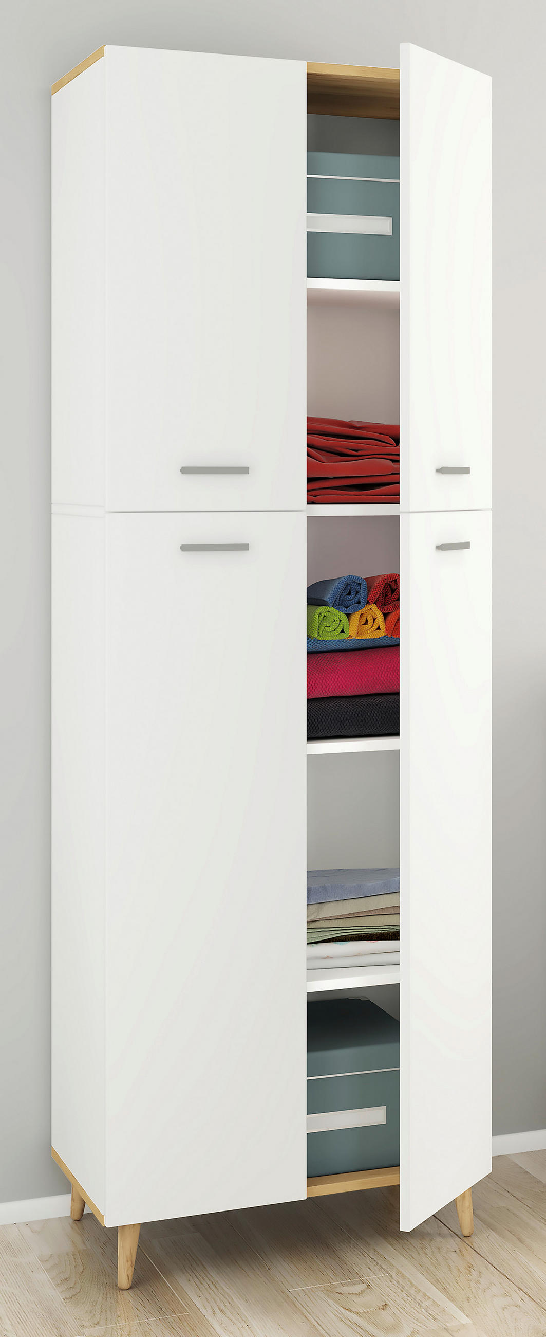 MEHRZWECKSCHRANK 60/184/39 cm  in Weiß, Honigeiche  - Honigeiche/Weiß, MODERN, Holzwerkstoff/Kunststoff (60/184/39cm) - MID.YOU