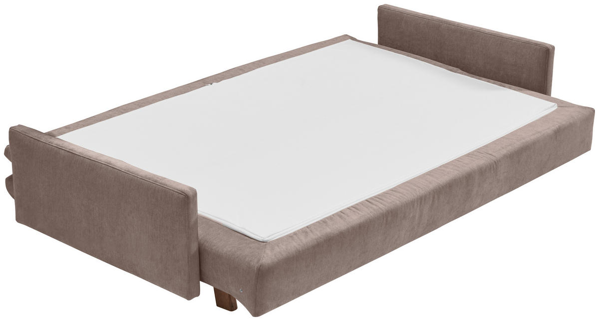 SCHLAFSOFA Flachgewebe Schlammfarben  - Schlammfarben/Eichefarben, KONVENTIONELL, Holz/Textil (220/85/98cm) - Carryhome