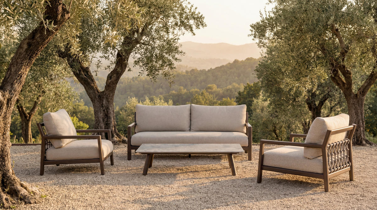 LOUNGESESSEL  - Creme/Braun, MODERN, Textil/Metall (78/91/75cm) - Tierra Outdoor