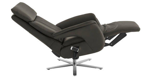 RELAXSESSEL in Leder Grau  - Edelstahlfarben/Grau, Design, Leder/Metall (70/124/85cm) - Cantus