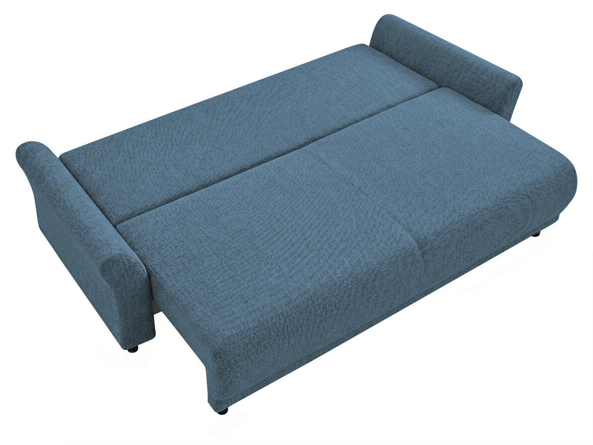 SCHLAFSOFA Flachgewebe, Struktur Blau  inkl. Zierkissen, Rückenkissen, Bettkasten, Schlaffunktion, Rücken echt  - Blau/Schwarz, Design, Textil (244/88/100cm) - P & B