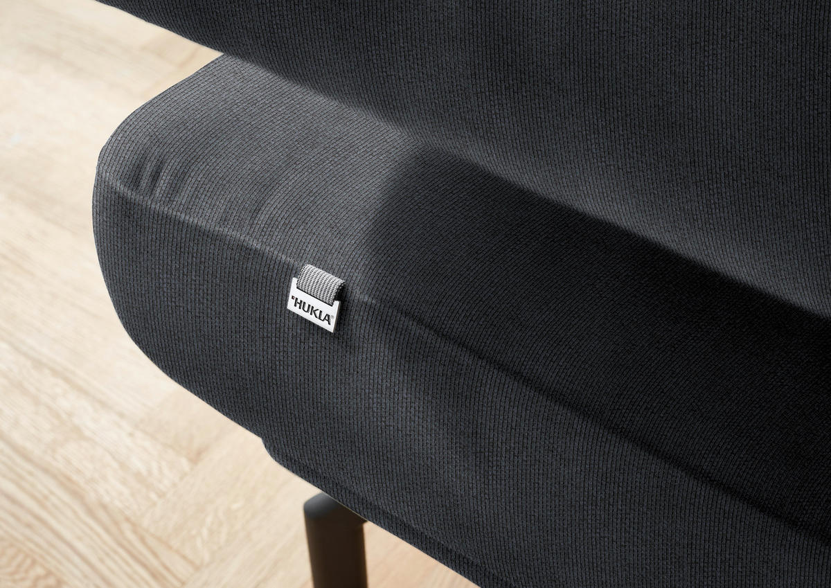ECKSOFA in Chenille Dunkelgrau  - Dunkelgrau/Schwarz, Design, Textil/Metall (224/305cm) - Dieter Knoll
