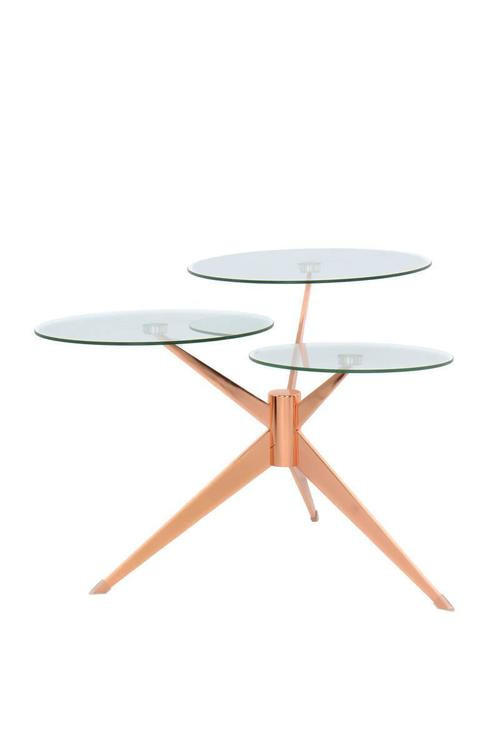BEISTELLTISCH in Metall, Glas, Holzwerkstoff  - Rosa/Kupferfarben, Basics, Glas/Holzwerkstoff (60/46/75cm) - Kayoom