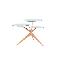 SIDOBORD i metall, glas, trämaterial  - rosa/kopparfärgad, Basics, metall/trämaterial (60/46/75cm) - Kayoom