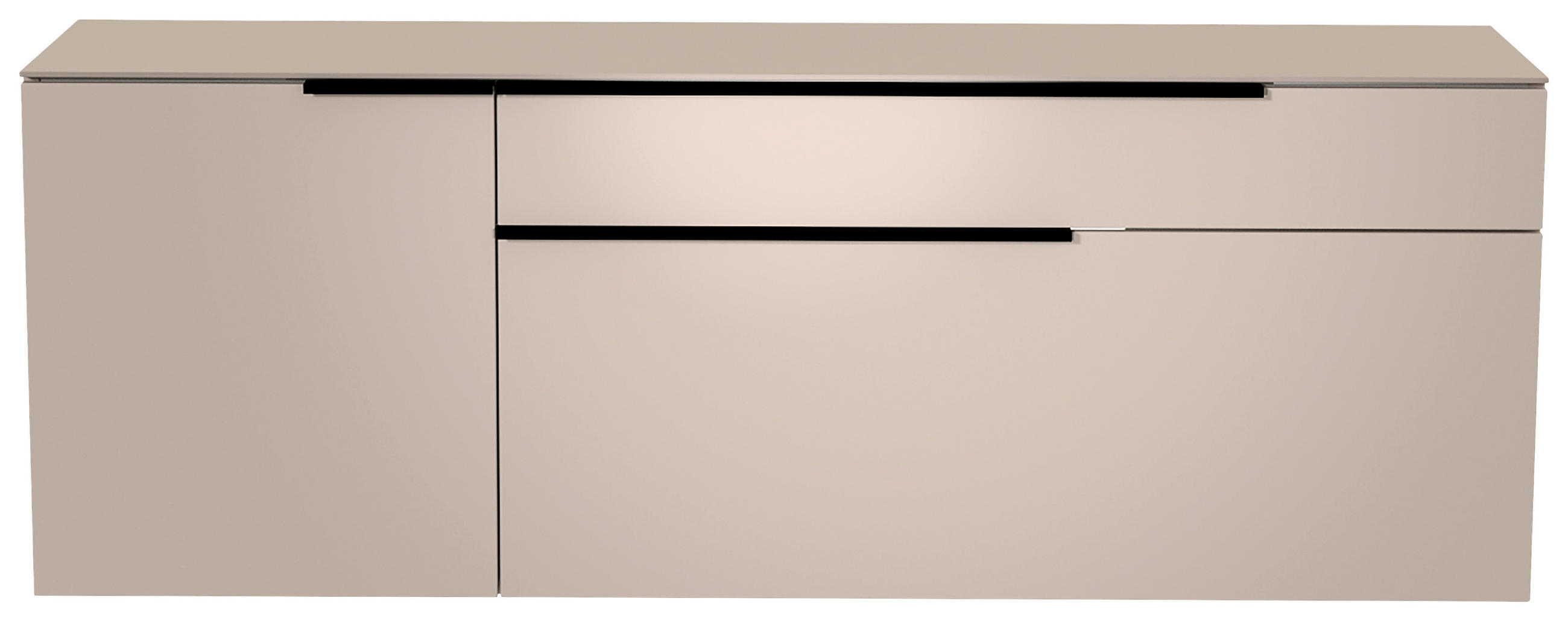 LOWBOARD  in 160/56/45 cm  - Sandfarben/Schwarz, Design, Glas/Holzwerkstoff (160/56/45cm) - Moderano