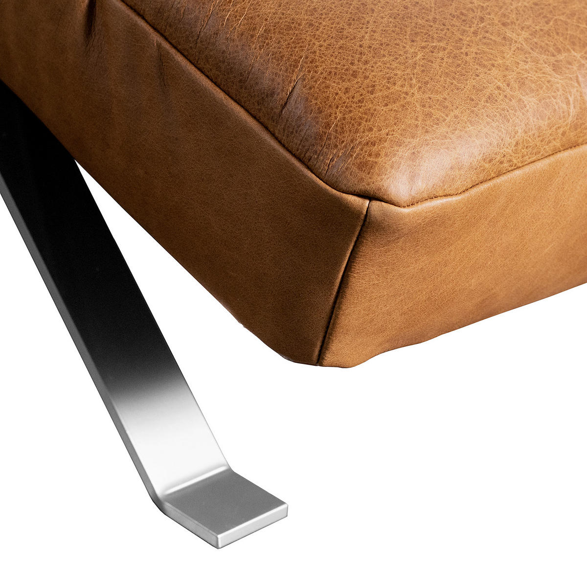 RELAXLIEGE Echtleder Cognac  - Cognac/Silberfarben, Design, Leder/Metall (65/65-95/171cm) - Livetastic