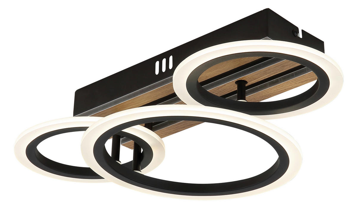 LED-DECKENLEUCHTE 46/25/11,5 cm   - Dunkelbraun/Schwarz, Natur, Holzwerkstoff/Kunststoff (46/25/11,5cm) - Globo