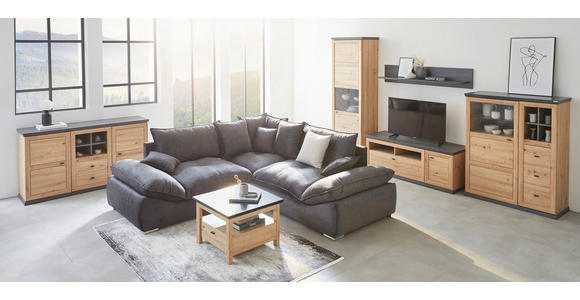 TV-ELEMENT Holzwerkstoff Dunkelgrau, Eiche Artisan  - Dunkelgrau/Schwarz, Basics, Holzwerkstoff/Metall (150/55,6/50cm) - Hom`in