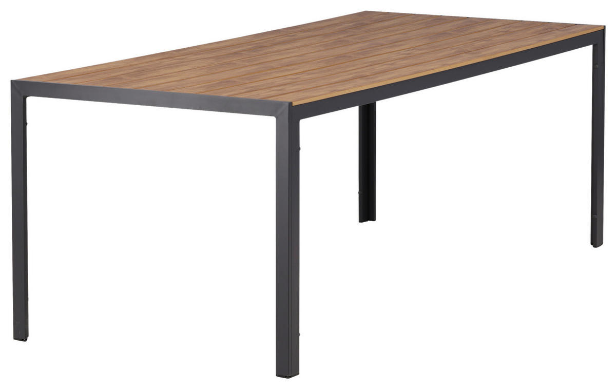 GARTENTISCH 205/90/74 cm  - Schwarz/Naturfarben, KONVENTIONELL, Holz/Metall (205/90/74cm) - Gardenson