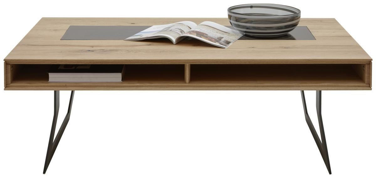 COUCHTISCH in Holz, Metall, Glas 125/75/43 cm  - Eichefarben/Anthrazit, Natur, Glas/Holz (125/75/43cm) - Valnatura