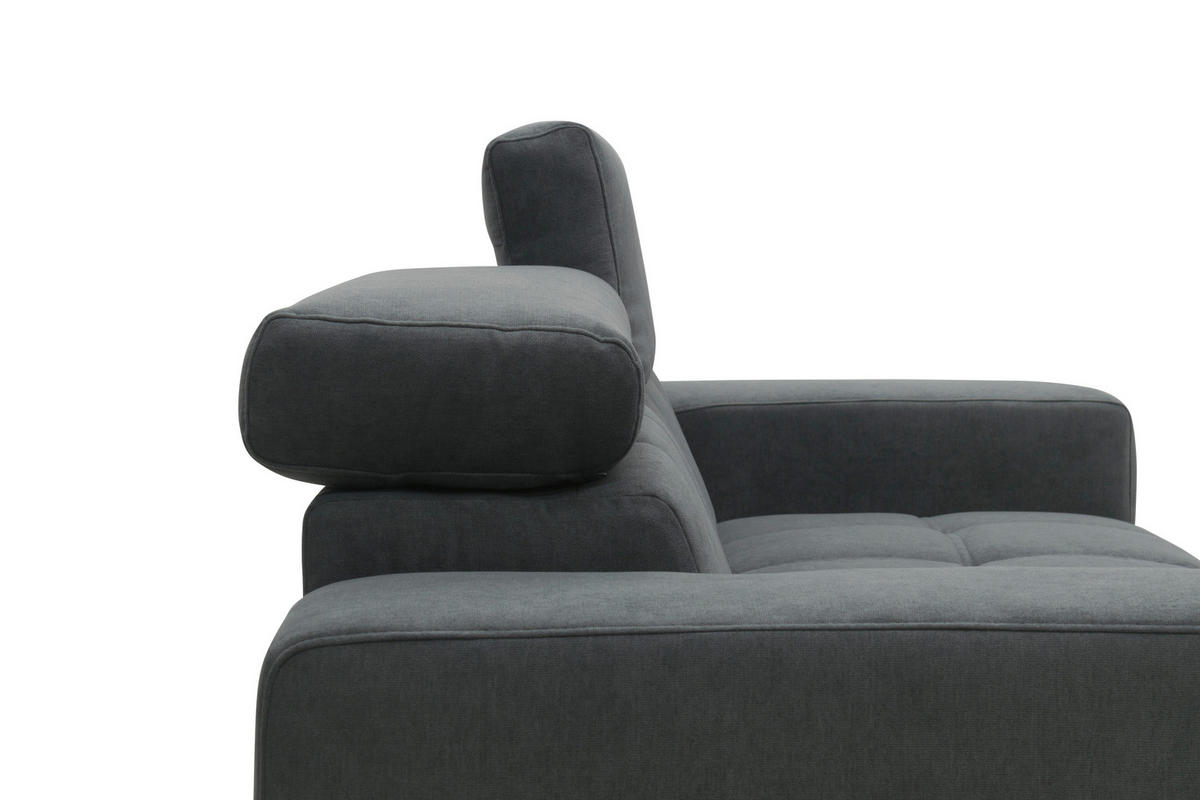 2-SITZER-SOFA TRENTO Mikrofaser Dunkelgrau  - Dunkelgrau/Schwarz, MODERN, Textil/Metall (208/79/104cm) - MID.YOU