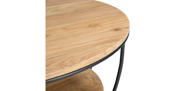 COUCHTISCH Akazie massiv 80/40/80 cm rund Schwarz, Akaziefarben  - Schwarz/Akaziefarben, Design, Holz/Metall (80/40/80cm) - Carryhome