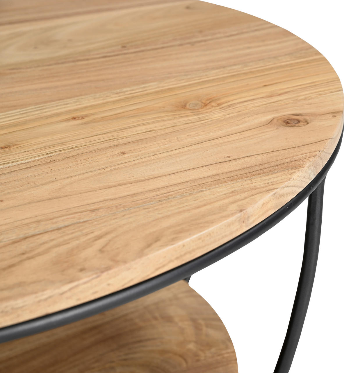 COUCHTISCH Akazie massiv 80/40/80 cm rund Schwarz, Akaziefarben  - Schwarz/Akaziefarben, Design, Holz/Metall (80/40/80cm) - Carryhome