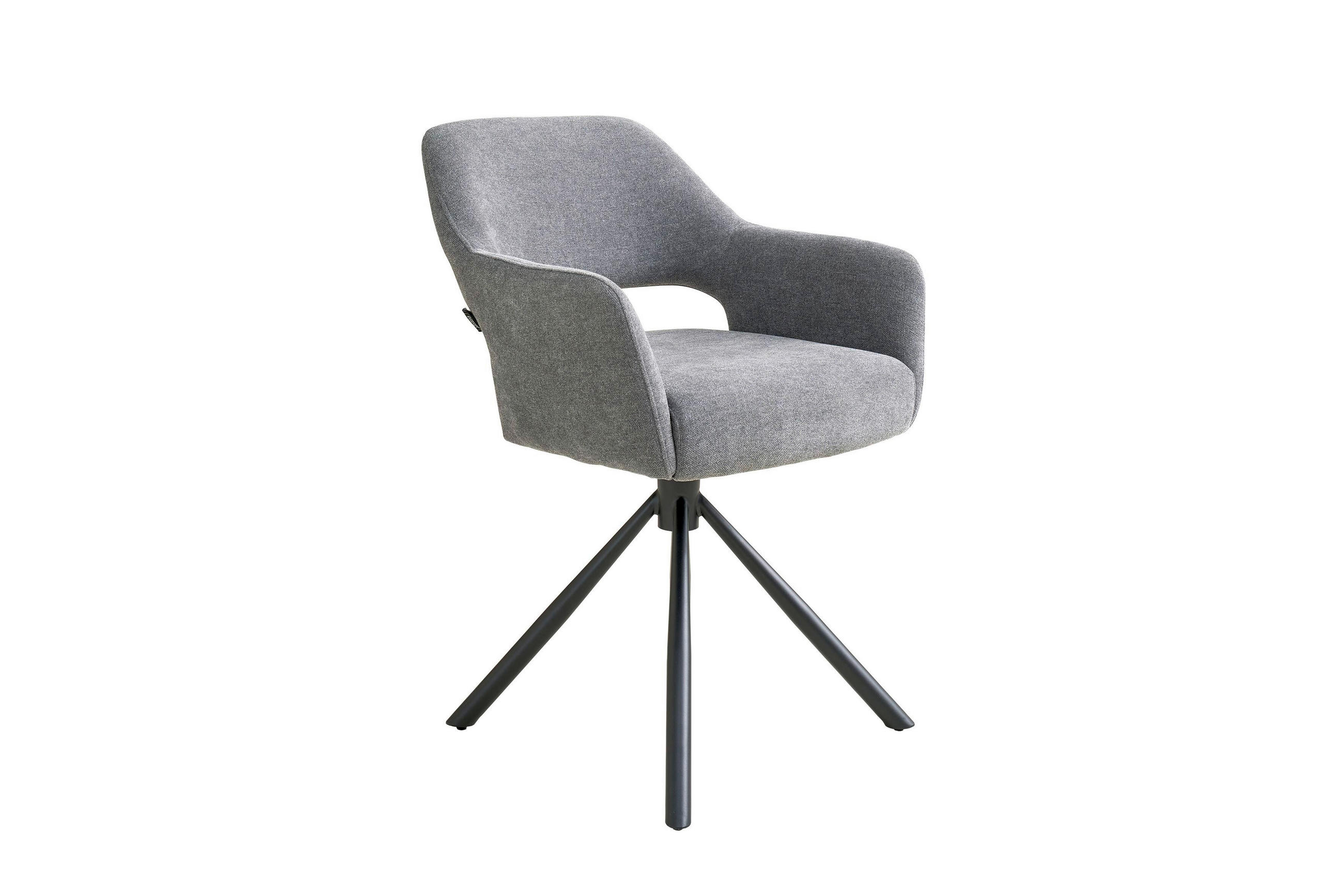 ARMLEHNSTUHL  Sitzfläche 360° drehbar Webstoff  Grau, Schwarz  - Schwarz/Grau, MODERN, Textil/Metall (58/84/61cm) - Schöner Wohnen