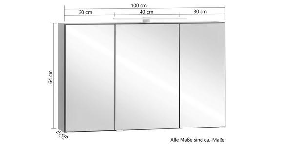 SPIEGELSCHRANK 100/64/20 cm  - Eiche Wotan/Alufarben, Natur, Glas/Holzwerkstoff (100/64/20cm) - Xora