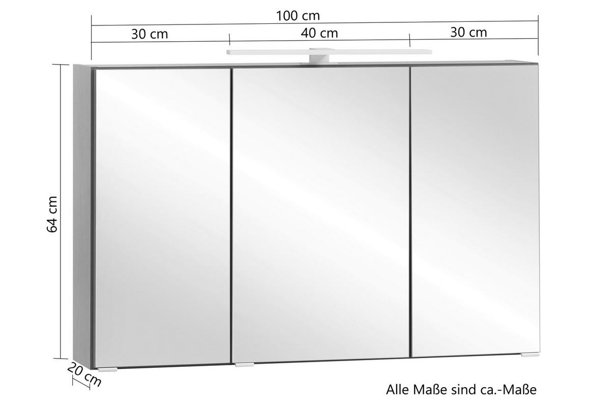 SPIEGELSCHRANK 100/64/20 cm  - Graphitfarben, Natur, Holzwerkstoff (100/64/20cm) - Xora