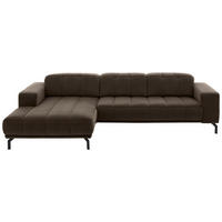 ECKSOFA Braun Velours  - Schwarz/Braun, Design, Textil/Metall (195/293cm) - Beldomo Style