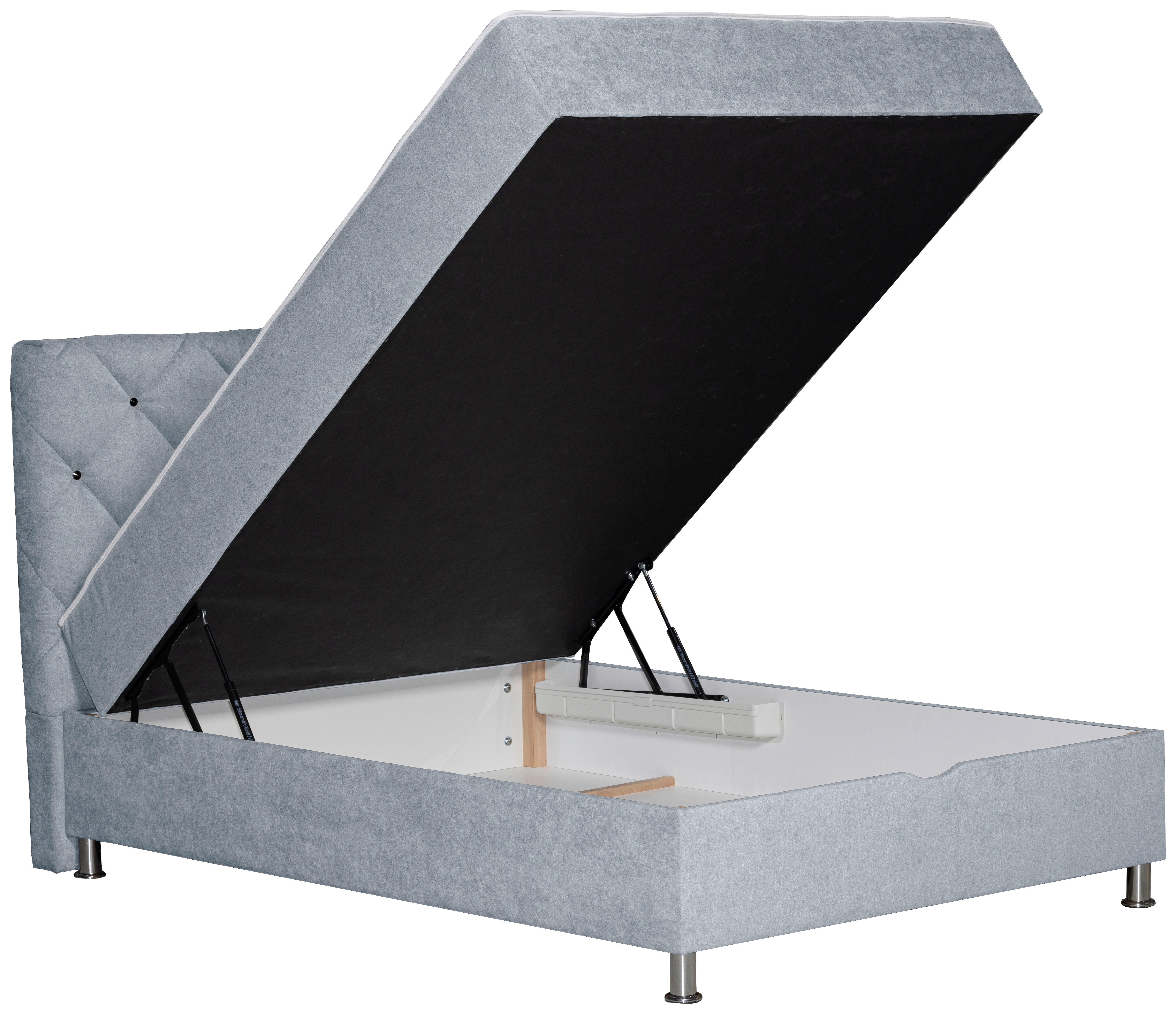 BOXBETT 120/200 cm  in Hellgrau  - Chromfarben/Hellgrau, Design, Kunststoff/Textil (120/200cm) - Boxxx