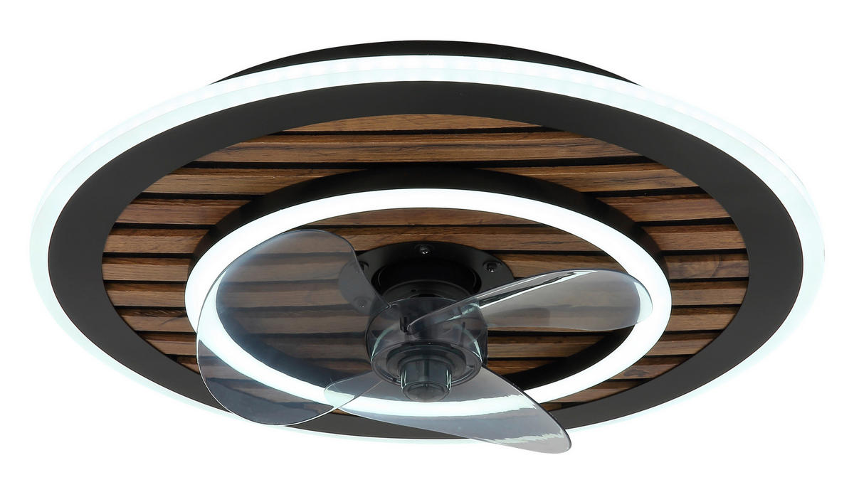 Deckenleuchte mit Ventilator TREVINO 49/13 cm   - Dunkelbraun/Opal, KONVENTIONELL, Kunststoff/Metall (49/13cm) - Globo