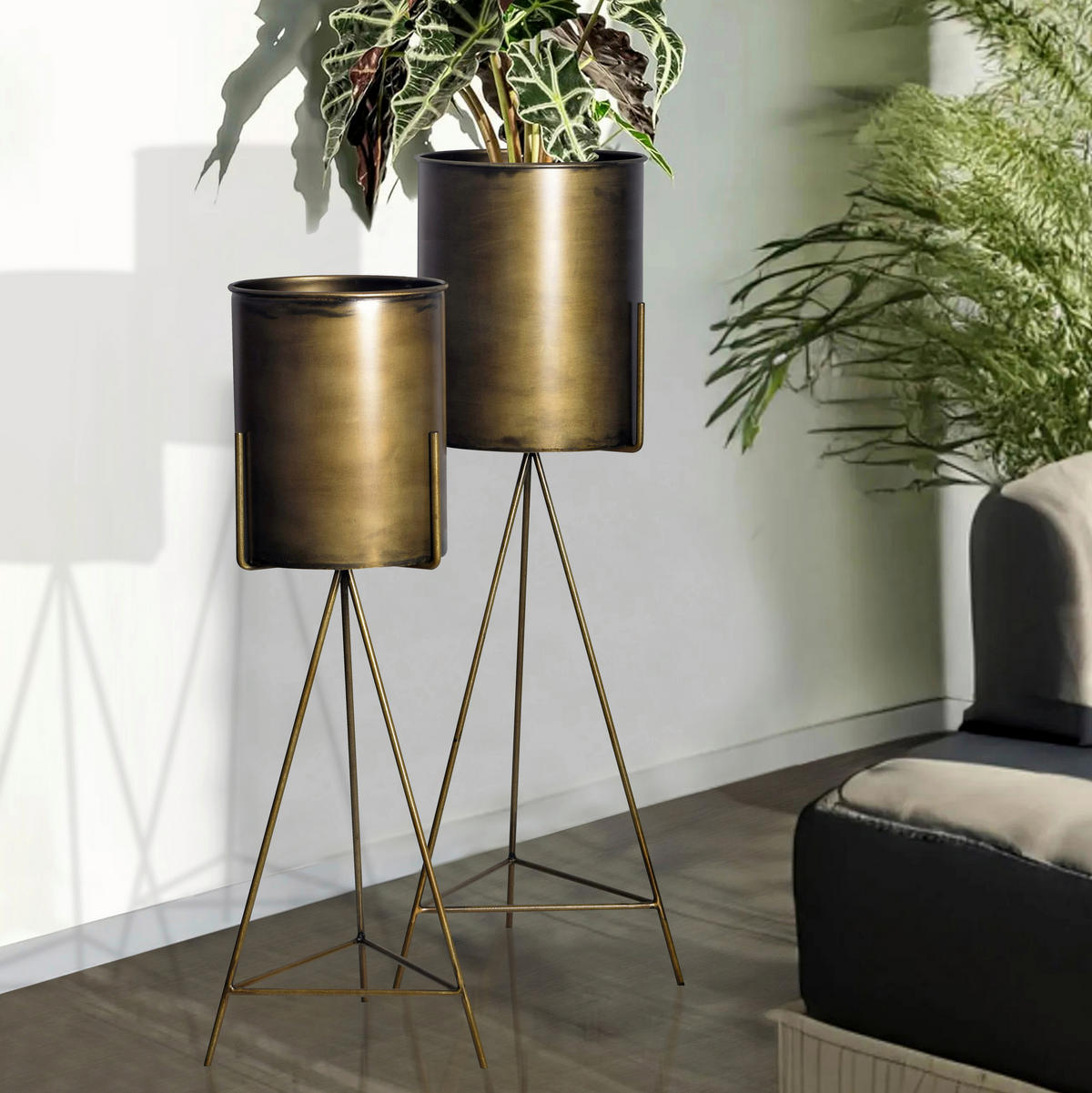 DEKOVASE  - Goldfarben, Design, Metall (32/89/32cm) - Livetastic