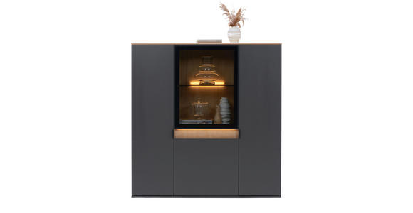 HIGHBOARD in 130,5/134,6/42 cm - Eichefarben/Anthrazit, Design, Glas/Holz (130,5/134,6/42cm) - Dieter Knoll