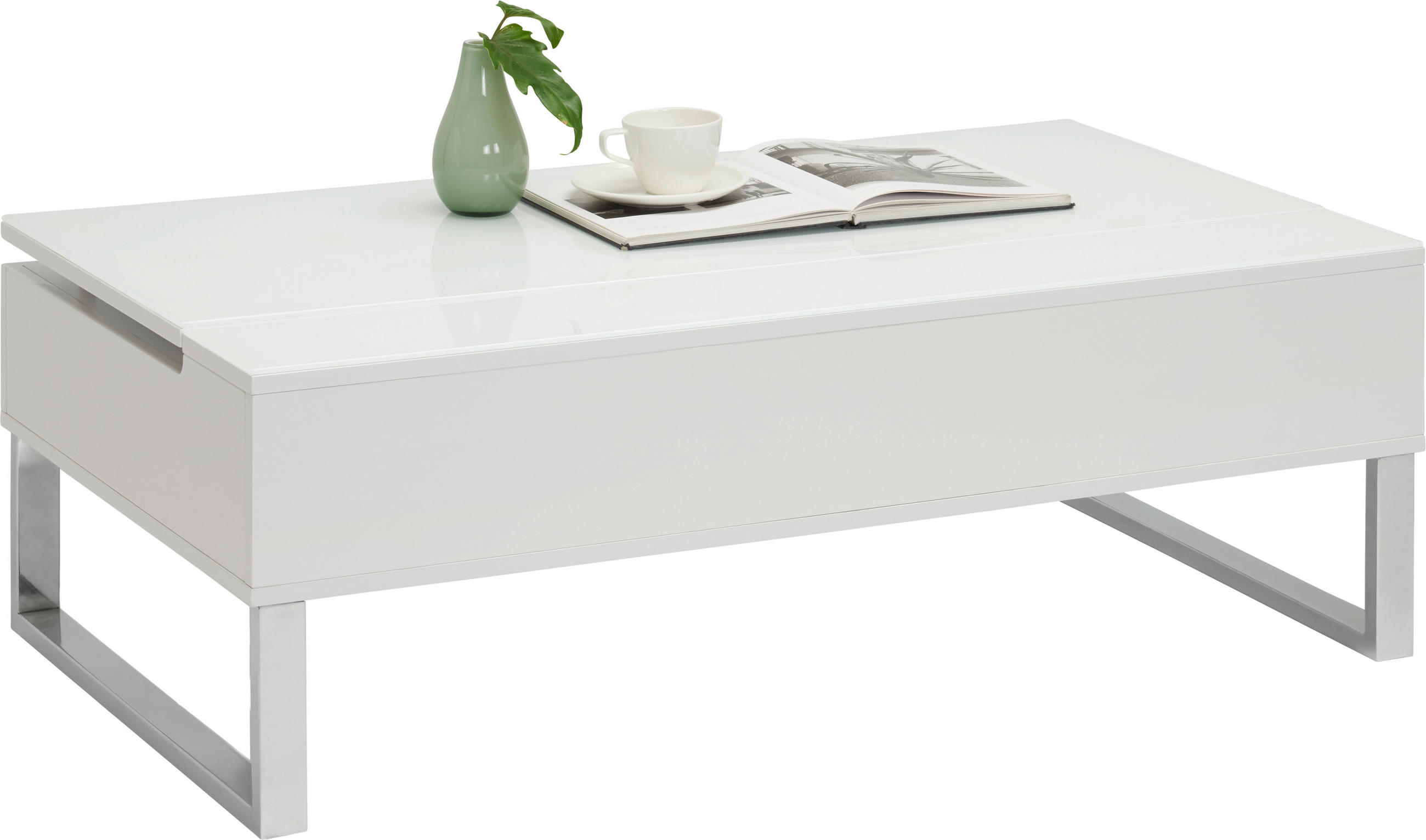 Couchtisch in Metall, Glas, Holzwerkstoff 110/60/36,5-62,5 cm