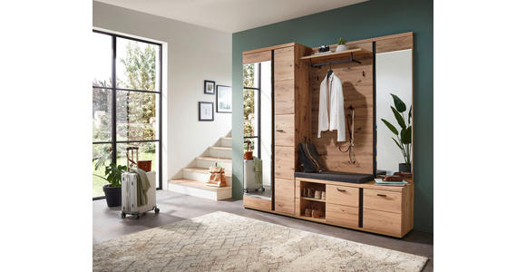 GARDEROBENBANK  in 80/53/40 cm  - Eichefarben/Anthrazit, Natur, Holz/Holzwerkstoff (80/53/40cm) - Linea Natura