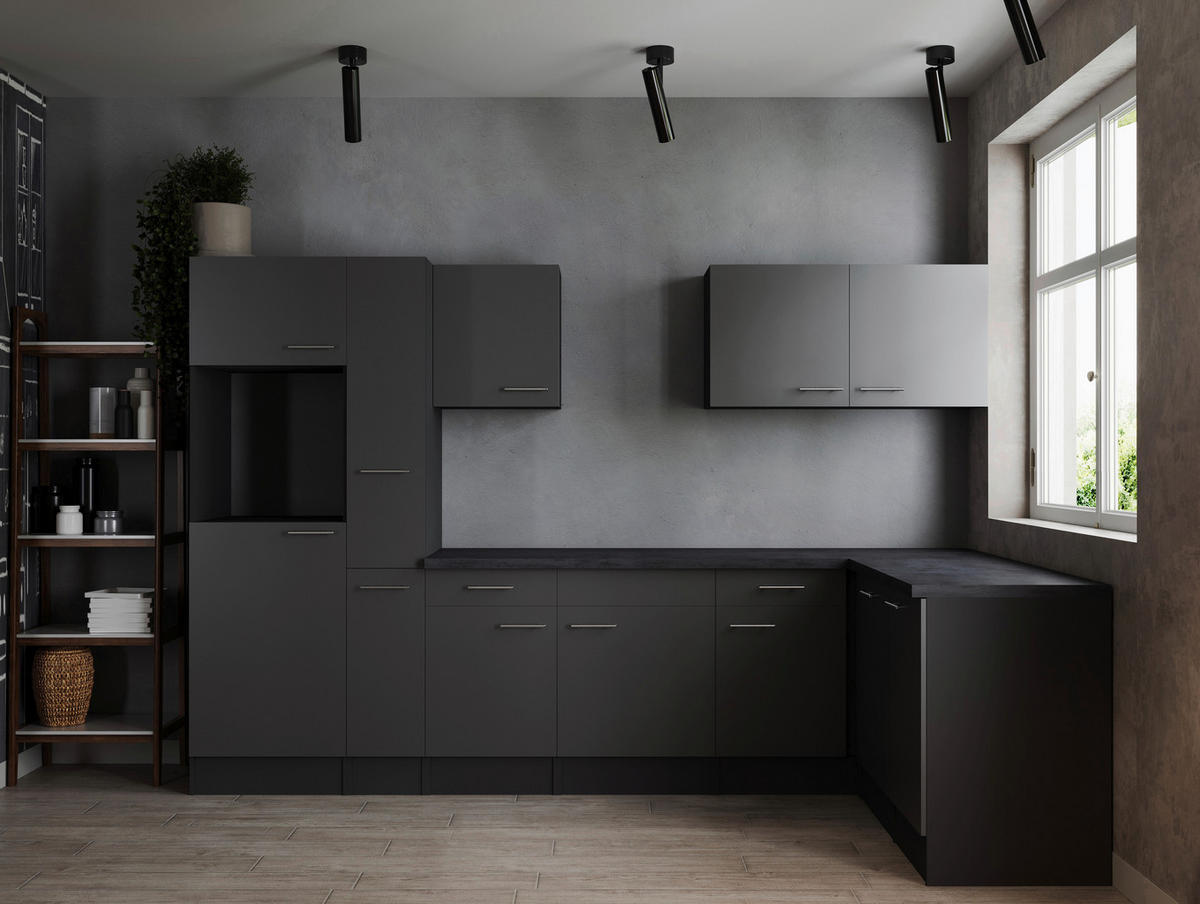 ECKKÜCHE 310/172 cm  in Grau  - Silberfarben/Grau, Design, Holzwerkstoff/Metall (310/172cm) - Respekta