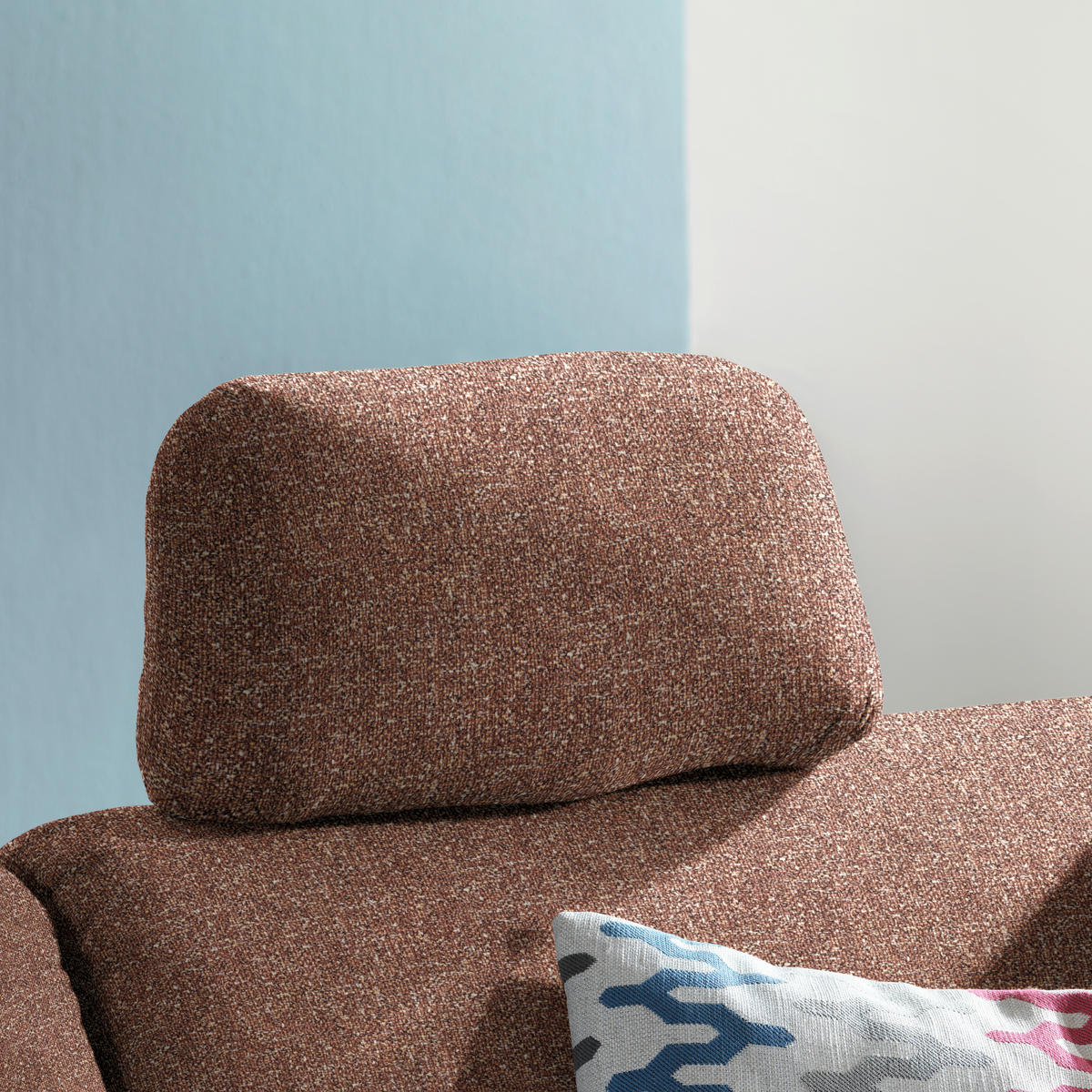 ECKSOFA  in Mikrovelours Terracotta  208/227 cm  - Eichefarben/Rot, KONVENTIONELL, Holz/Textil (208/227cm) - Sedda