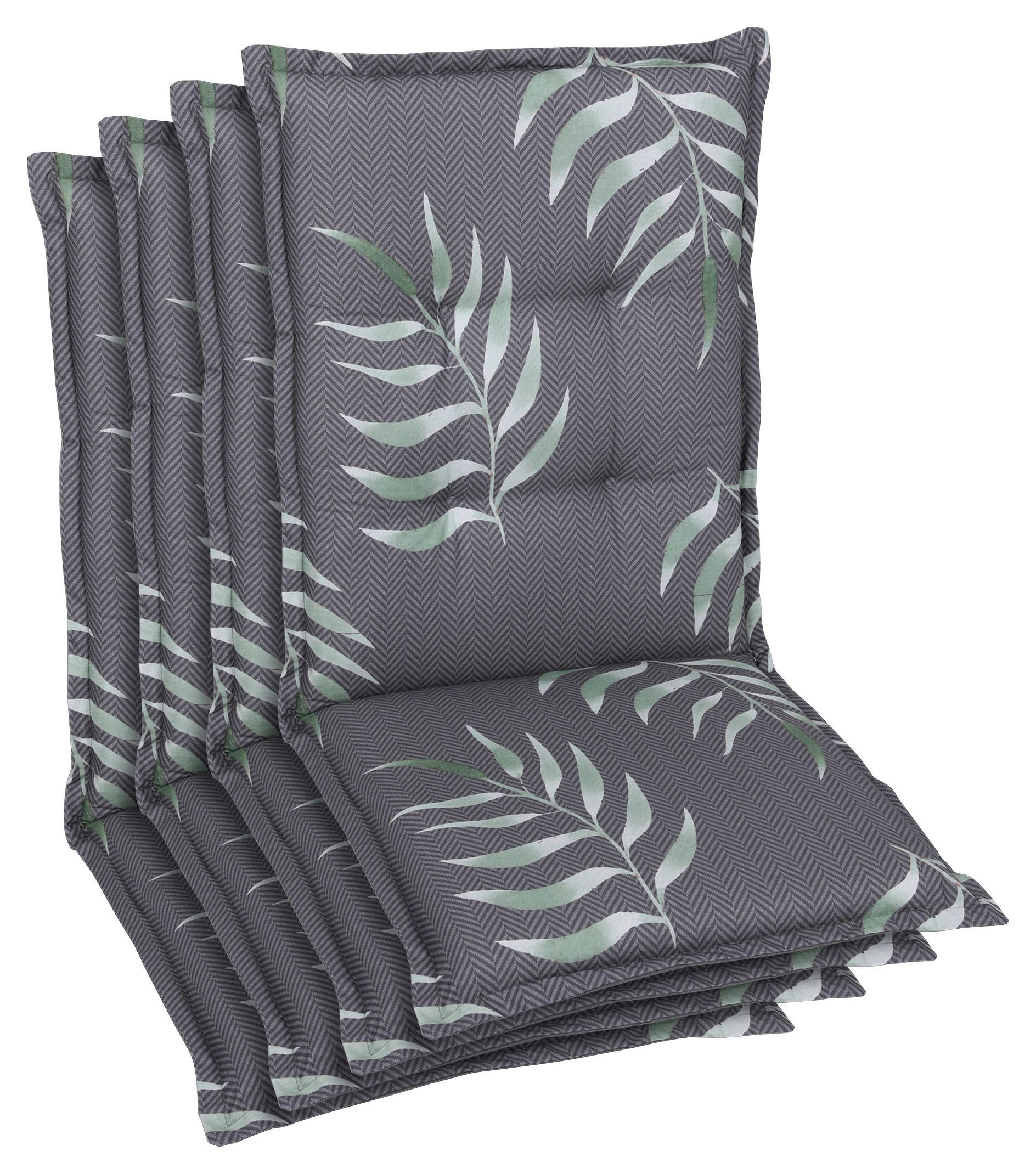 SESSELAUFLAGENSET Blätter  - Anthrazit, Design, Textil (50/7/108cm)