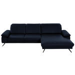 ECKSOFA in Echtleder Dunkelblau  - Schwarz/Dunkelblau, Design, Leder/Metall (328/193cm) - Dieter Knoll