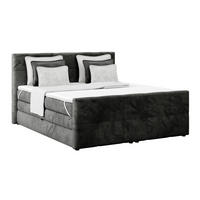 BOXSPRINGBETT 160/200 cm,  in Anthrazit, gepolstertes Kopfteil, Bettkasten, Topper, Matratzen, H4 + H4 = sehr fest  - Anthrazit, KONVENTIONELL, Holz/Holzwerkstoff (160/200cm) - Luca Bessoni