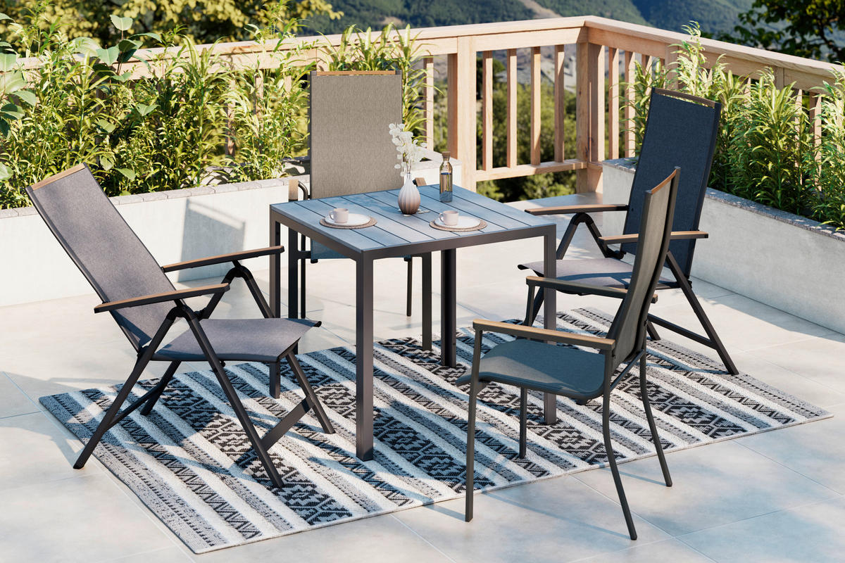 GARTENTISCH 80/80/74 cm Metall, Kunststoff quadratisch  - Dunkelgrau/Grau, MODERN, Kunststoff/Metall (80/80/74cm) - Ambia Garden