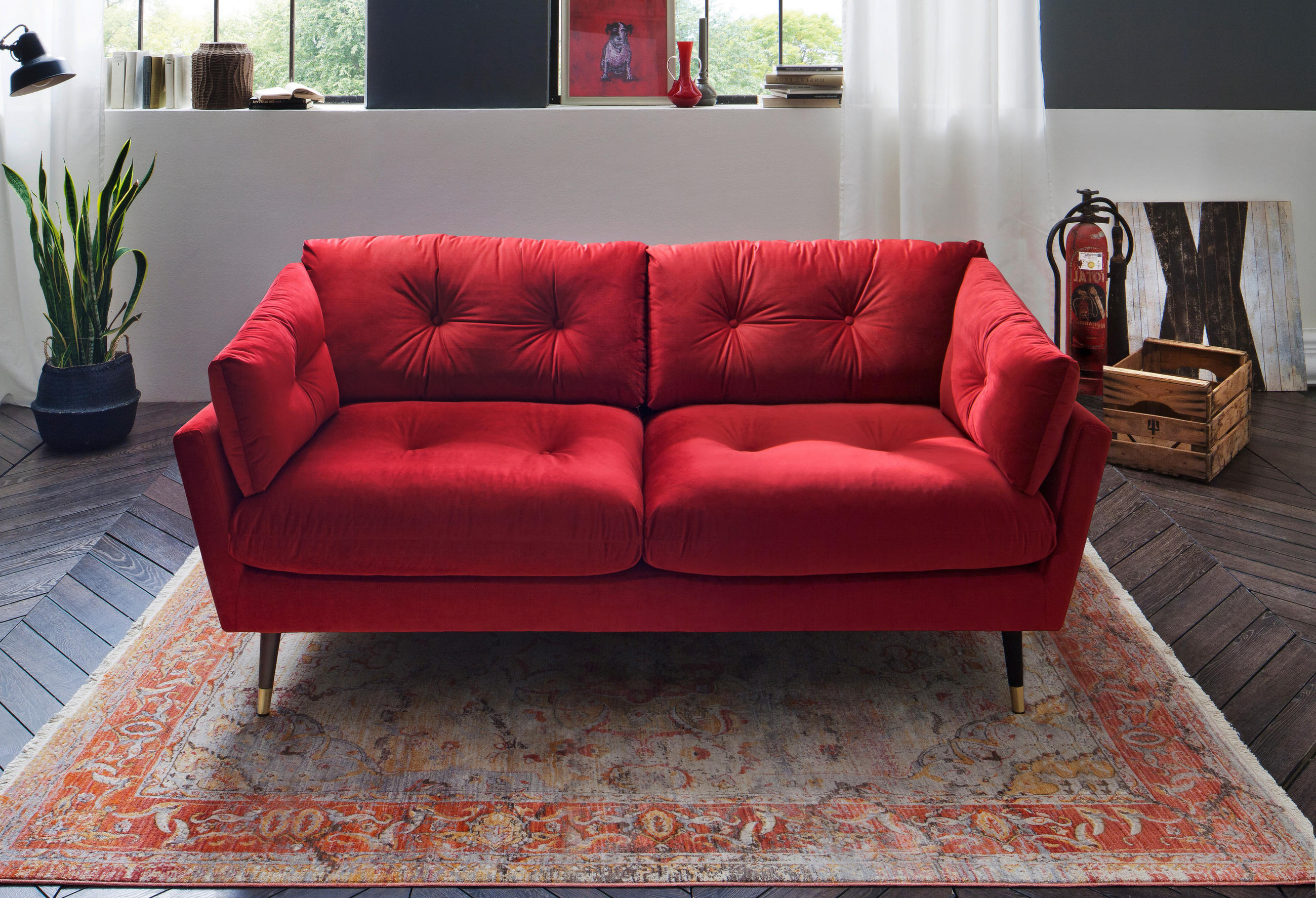 2-SITZER-SOFA JAPAN-2S SOFA Samt Dunkelrot  - Dunkelrot, MODERN, Textil (167/84/93cm) - MID.YOU