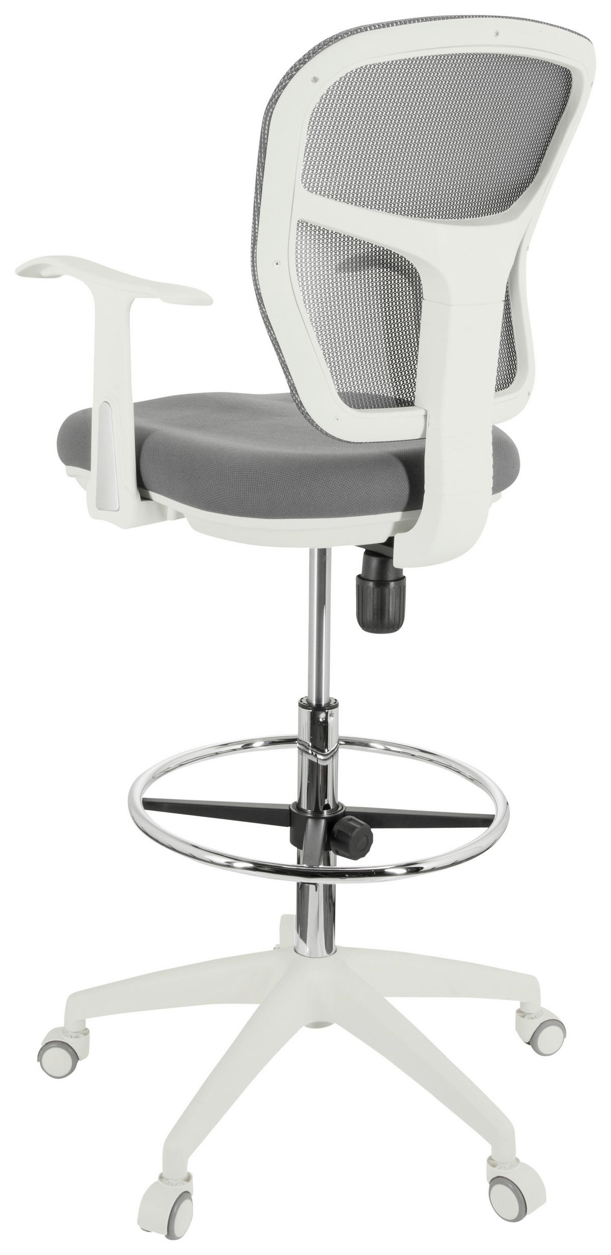 OTOČNÁ ŽIDLE, síťovina, plochá tkanina, šedá, bílá - šedá/bílá, Basics, textil/plast (68/115/55cm) - MID.YOU