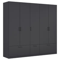KLEIDERSCHRANK 226/210/54 cm,  in Grau, 5-türig  - Grau, Basics, Holzwerkstoff/Metall (226/210/54cm) - Rauch Möbel