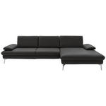 ECKSOFA Anthrazit Echtleder  - Chromfarben/Anthrazit, Design, Leder/Metall (325/157cm) - Dieter Knoll