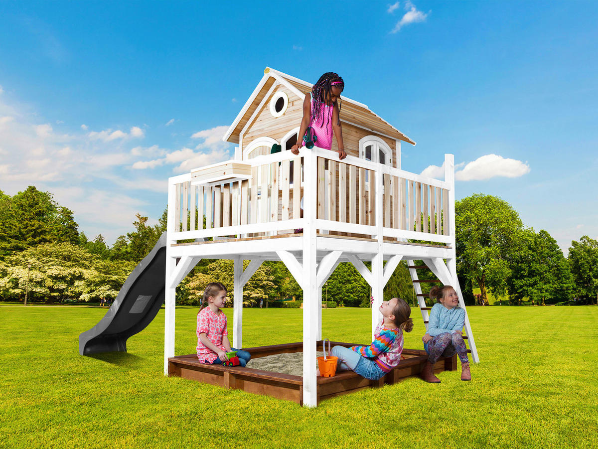 SPIELTURM 377/291/255 cm  - Braun/Weiß, KONVENTIONELL, Holz (377/291/255cm) - Ambia Garden