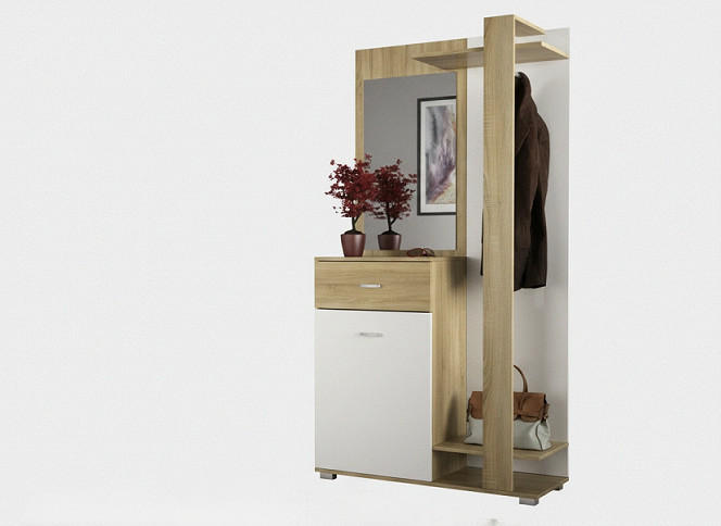 PREDSOBLJE  bijela, hrast Sonoma  - bijela/hrast Sonoma, Design, drvni materijal (99/185/38cm)