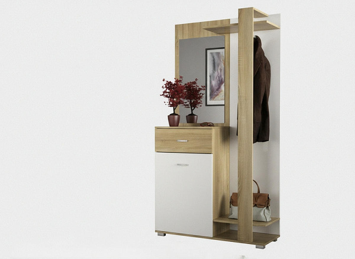 PREDSOBLJE  bijela, hrast Sonoma  - bijela/hrast Sonoma, Design, drvni materijal (99/185/38cm)